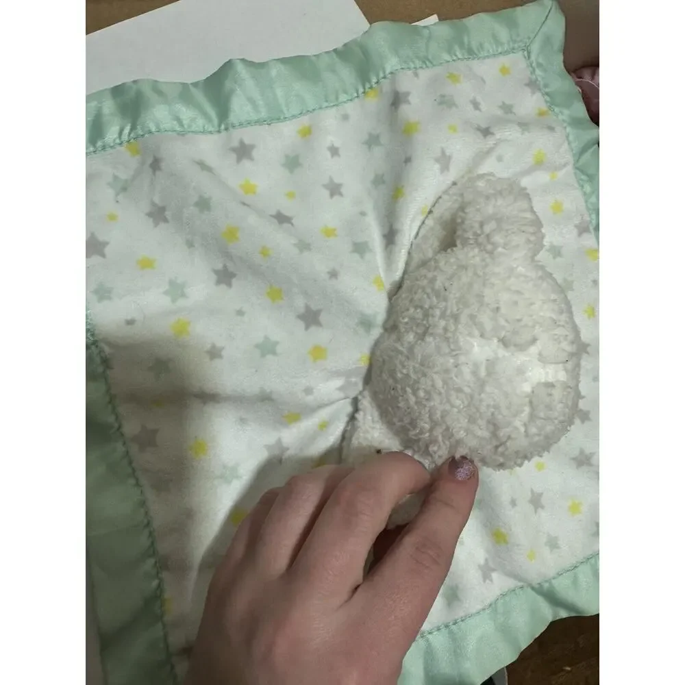 Child of Mine Carters Lamb Rattle Stars Green Satin Baby Security Blanket Lovey